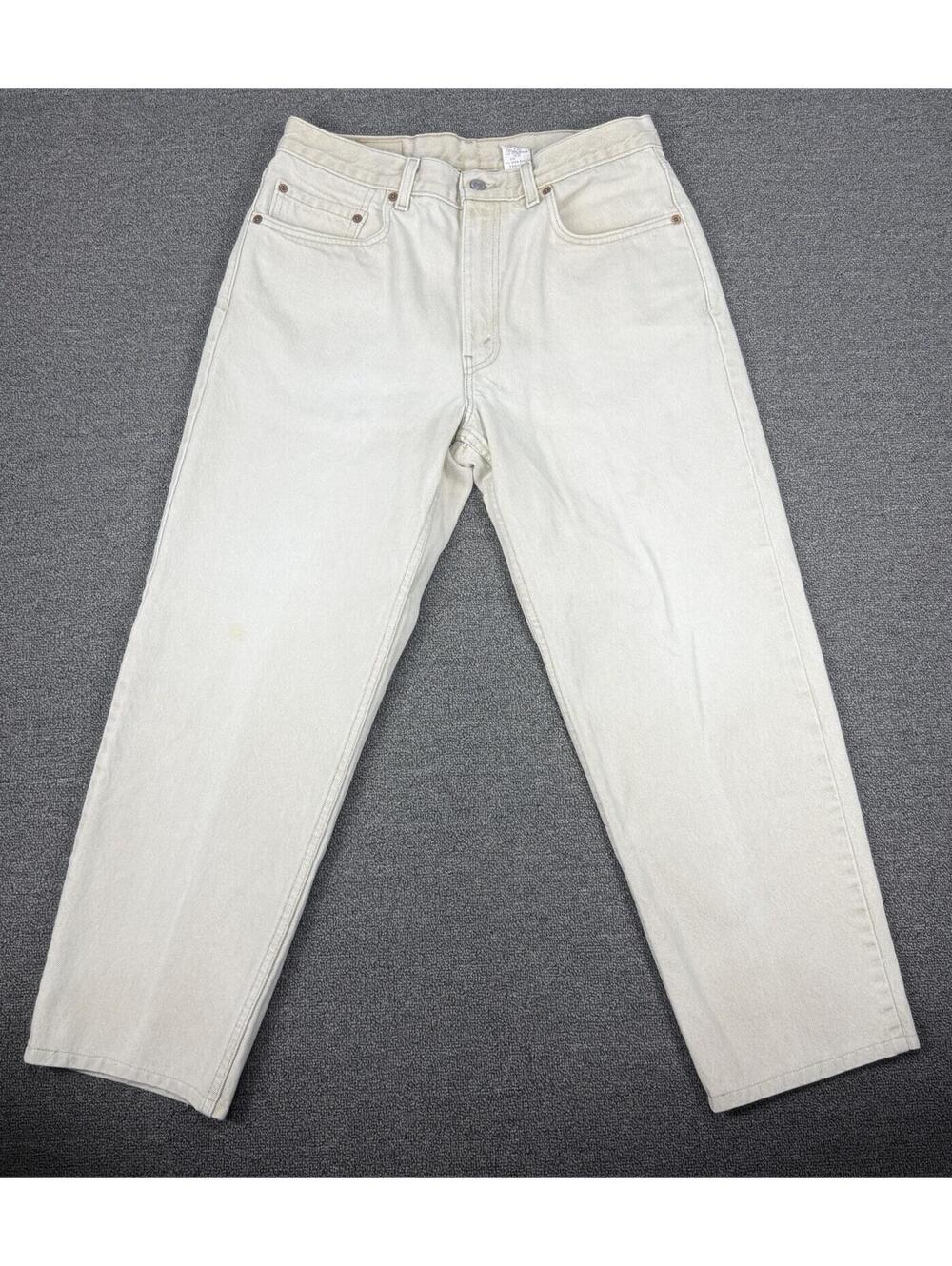 Vintage 90s Levi’s 550 Beige Denim Jeans Mens33x26.5 Made in USA Slight Distress